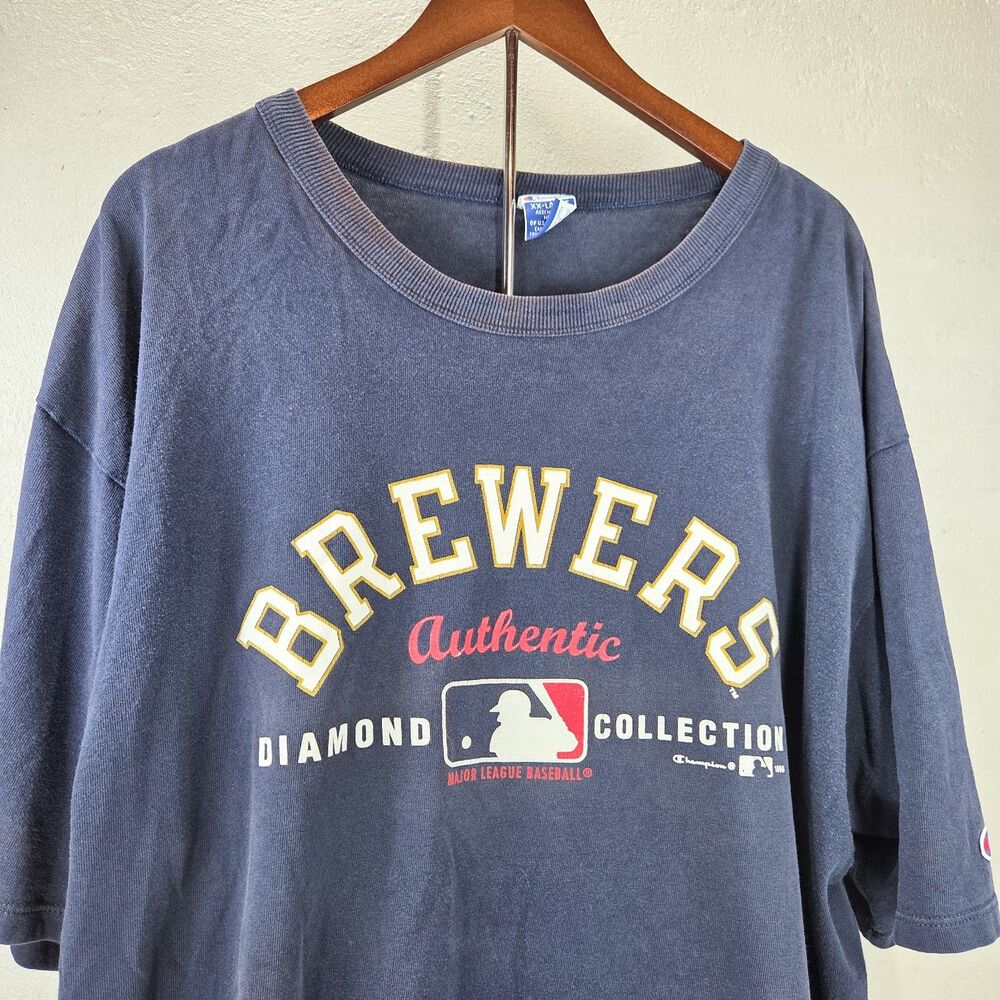 Vintage 90s Champion Diamond Collection Milwaukee Brewers Shirt Sz XXL